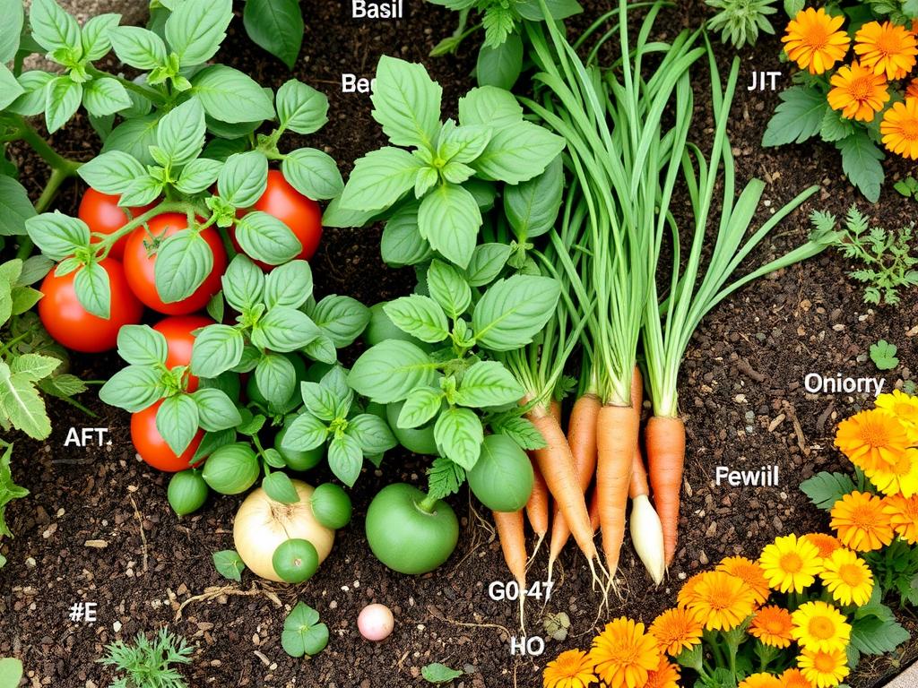 Companion planting examples in a small garden bed