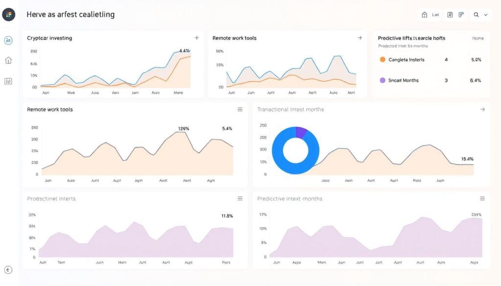 Dashboard showing real-time intent shifts for key search terms with predictive modeling