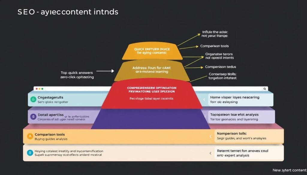 Layered content structure showing different content elements addressing various user intents