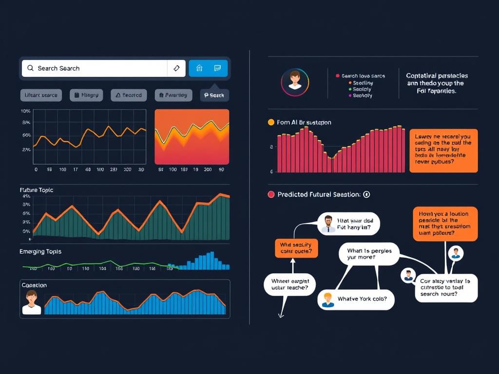 Predictive AI analyzing user search patterns and suggesting future intent opportunities